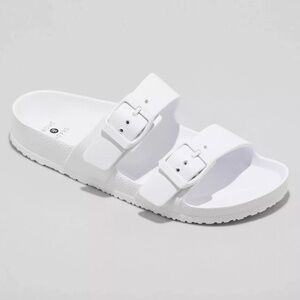 NWOT Shade & Shore Women's White Neida EVA Two Band Footbed Slide Sandals size 8